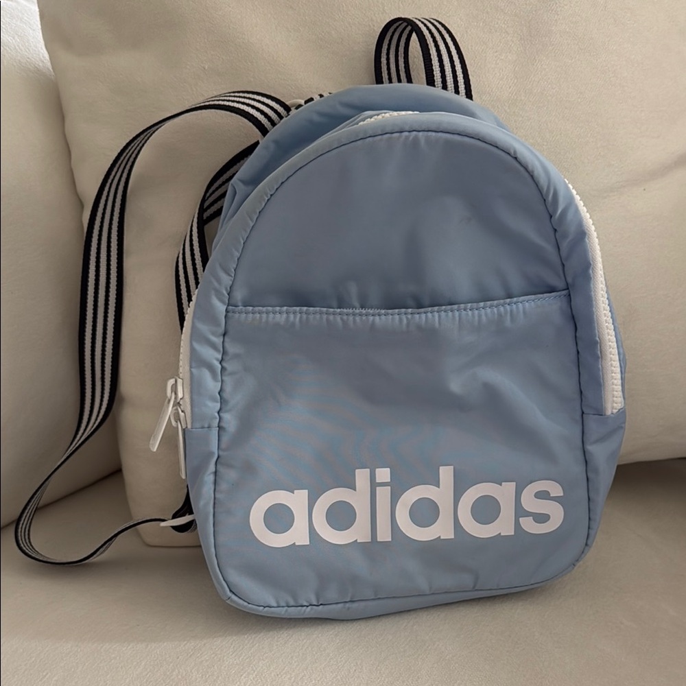 Adidas Sky Blue Backpack with White Logo compact excellent condition